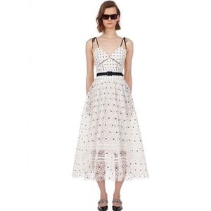 Self Portrait Hibiscus Floral Guipure Midi Dress Sz. 0